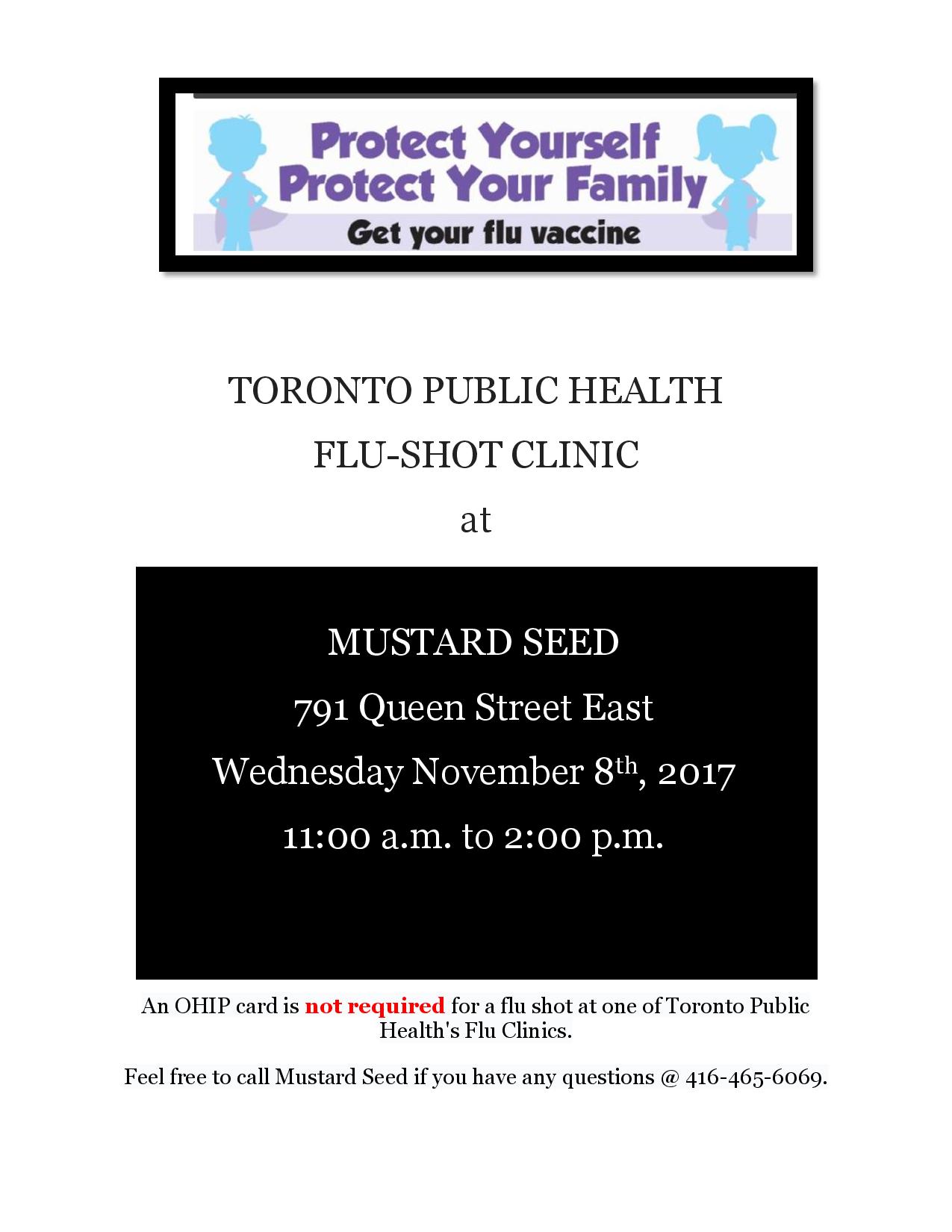 mustard seed hosts flu shot clinic riverside toronto flu shot clinic flyer
